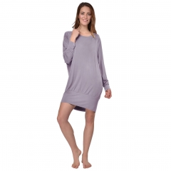 Raikou Damen Nachthemd Sleepshirt Langarm Nachtwäsche,Feines Damen Etui Kleid Jersey Dress,3/4 Short Dress