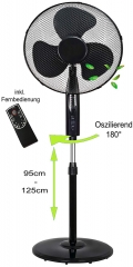 RAIKOU Stand fan 50 watts Ø 41cm | Remote control | Oscillating fan | 4H Timer | Wind Machine | Air Conditioner | Tower fan | Fan quiet | Floor fan | Air cooler |