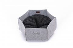 Felt cat basket with cushion. Cozy retreat and cat bed, cat nest, felt bed, felt basket, pet bed (light gray)